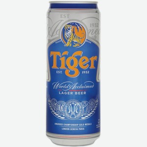 Пиво Tiger светлое фильтрованное, 0.5л Голландия