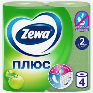 Туалетная бумага Zewa Плюс Яблоко 2-слойная, 4 рулона Россия