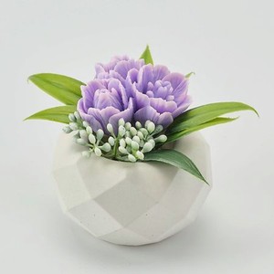 SKUINA Мыло ручной работы Мини букет в кашпо с фиолетовыми тюльпанами