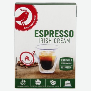 Кофе в капсулах АШАН Красная птица Espresso irish cream, 10 шт