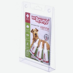 Mr.Bruno капли репеллентные для средних собак весом 10-30 кг, 3 шт по 2,5 мл (8 г)