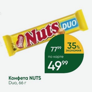 Конфета NUTS Duo, 66 г