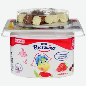 Йогурт детский Растишка клубника со злаковым драже в шоколаде, с 3 лет, 3%, 115 г