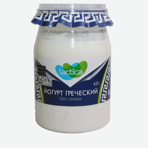 Йогурт греческий Lactica натуральный без сахара 4%, 190 г