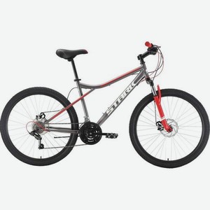 Велосипед STARK Slash D Steel (2022), горный (взрослый), рама 16 , колеса 26 , серый/красный, 15.9кг [hq-0005276]