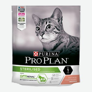 Сухой корм Pro Plan Sterilised OptiRenal для кастрированных и стерилизованных кошек Лосось, 400г