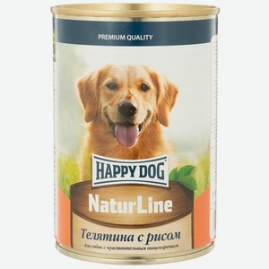 Корм консервированный для собак и щенков Happy Dog Телятина с рисом 410г