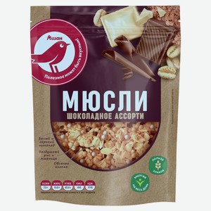 Мюсли-кранчи АШАН Красная птица с шоколадом, 250 г