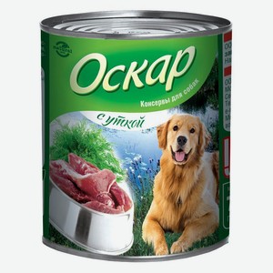 Влажный корм для собак «Оскар» с уткой, 750 г
