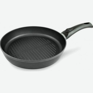 Сковорода-гриль Нева металл посуда 4424, 24см, съемная ручка, без крышки, черный [и7119]