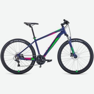 Велосипед FORWARD Apache 27,5 3.0 Disc (2021), горный (взрослый), рама 19 , колеса 27.5 , фиолетовый/зеленый, 13.9кг [rbkw1m67q039]
