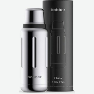 Термос BOBBER Flask-1000, 1л, серебристый/ черный [flask-1000/glossy]