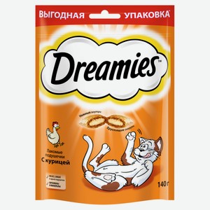 Лакомство для кошек Dreamies подушечки с курицей, 140 г