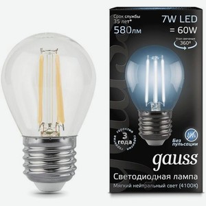Упаковка ламп филаментная GAUSS E27, шар, 7Вт, 10 шт. [105802207]
