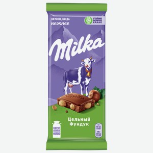 Шоколад МИЛКА молочный с цельным фундуком, 0.085кг
