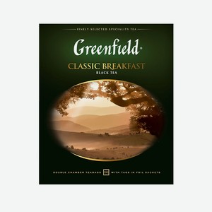 Чай Greenfield Classic Breakfast черный (2г х 100шт), 200г Россия