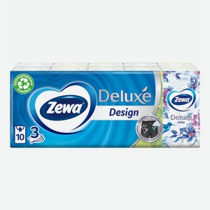 Платочки бумажные Zewa Deluxe Design трехслойные 10 шт