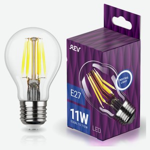 Лампа светодиодная REV DECO Filament груша Premium A60 11Вт E27 4000K