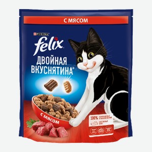 Корм для кошек FELIX® Двойная вкуснятина сухой мясо, 600г