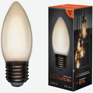 Упаковка ламп филаментная REXANT E27, свеча, 9.5Вт, 10 шт. [604-097]
