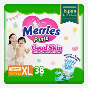Трусики Merries Good Skin для детей XL (12-19 кг) 38 шт