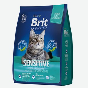Brit Premium Cat Sensitive. Полнорационный сухой корм премиум класса с курицей и бараниной для взрос