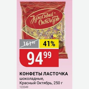 КОНФЕТЫ ЛАСТОЧКА шоколадные, Красный Октябрь, 250 г