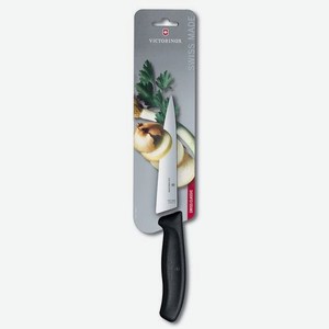 Нож кухонный Victorinox Swiss Classic, разделочный, 150мм, заточка прямая, стальной, черный [6.8003.15b]