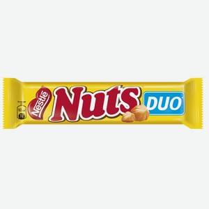Батончик шоколадный Nuts DUO с фундуком, 66г Россия