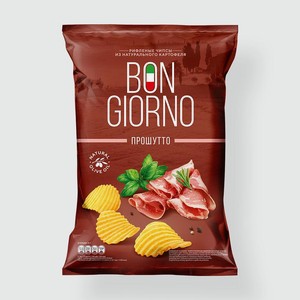 Чипсы Bon Giorno Прошутто из натурального картофеля рифленые, 80 г
