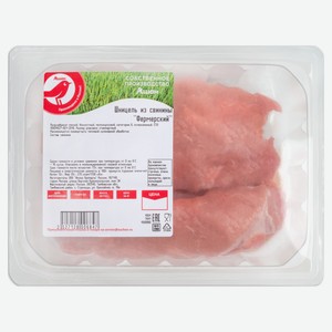 Шницель свиной АШАН Красная птица фермерский охлажденный, 1 упаковка ~ 0,7 кг