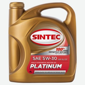 Моторное масло SINTEC Platinum 5W-30 API SL/CF Синтетическое, 4 л