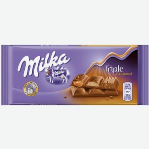 Шоколад Milka Triple Caramel молочный с карамелью, 90 г