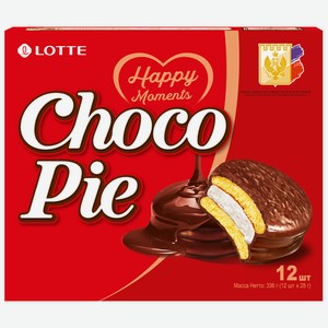 Пирожное Lotte Choco Pie бисквитное в глазури, 336г Россия