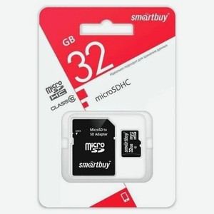 Карта памяти SmartBuy micro SDHC 32Gb Class10 LE + адаптер (SB32GBSDCL10-01LE)