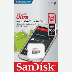 Карта памяти SanDisk microsdxc Ultra 64Gb Class 10 (SDSQUNR-064G-GN3MN)