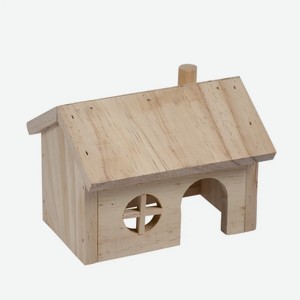 Домик для грызунов деревянный DUVO+  Дом с трубой , 15х11х12см (Бельгия)