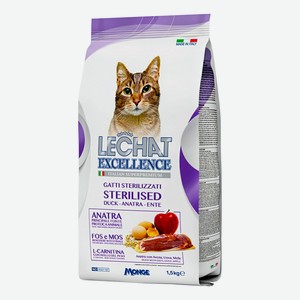 Сухой корм для кошек Lechat Excellence Sterilised для стерилизованных с уткой 1,5 кг