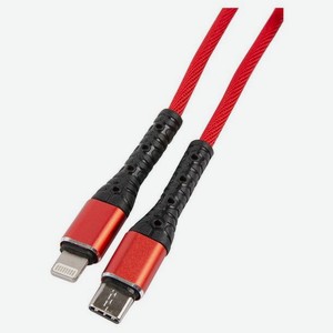 Дата-кабель mObility USB – Lightning, 3А, тканевая оплетка, красный УТ000024539