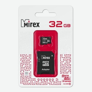 Карта памяти microsd 32GB Mirex microsdhc Class 10 UHS-I (SD адаптер)