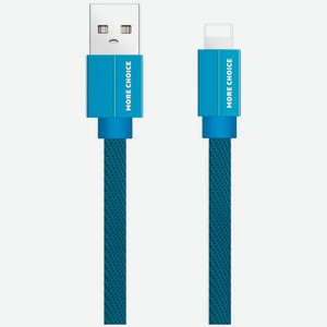 Дата-кабель More choice USB 2.1A для Lightning 8-pin плоский K20i нейлон 1м (Blue)