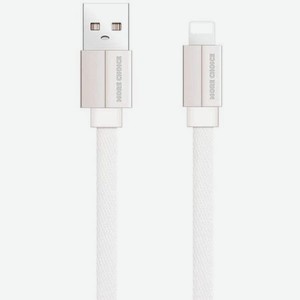 Дата-кабель More choice USB 2.1A для Lightning 8-pin плоский K20i нейлон 1м (White)
