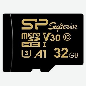 Карта памяти microsd 32GB Silicon Power Superior Golden A1 microsdhc Class 10 UHS-I U3 A1 100/80 Mb/s (SD адаптер)