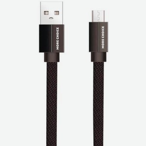 Дата-кабель More choice USB 2.1A для micro плоский USB K20m нейлон 1м (Black)