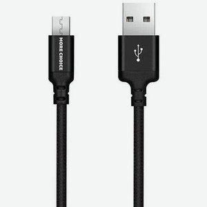 Дата-кабель More choice USB 2.1A для micro USB K12m нейлон 1м (Black)