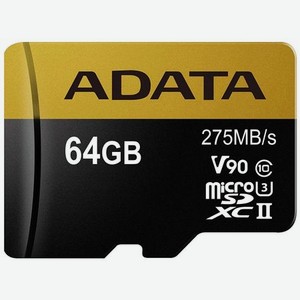 Карта памяти microsd 64GB A-DATA Premier ONE microsdxc Class 10 UHS-II U3 V90 275MB/s (SD адаптер)