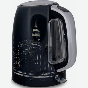 Чайник электрический Polaris PWK 1762CA City 1.7л. 2200Вт черный/рисунок (корпус: нержавеющая сталь)