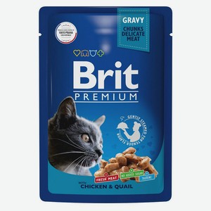 Корм для кошек Brit цыпленок и перепелка в соусе, 85 г