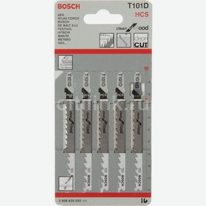 Набор пилок Bosch T101D HCS, по дереву, 74мм, 4.0 - 5.2 мм, 5шт [2608630032]