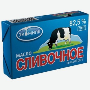 Масло сливочное Экомилк несоленое, 82.5%, 180 г